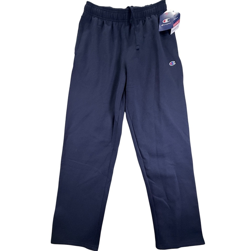 Champion Sweatpants Men M Navy Powerblend Open Bottom CPM253PA62007